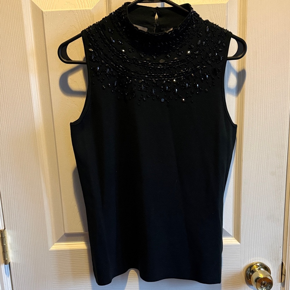 Liz Claiborne Black Beaded Sleeveless Top